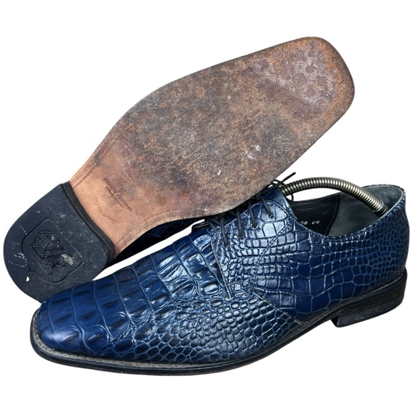 Stacy Adams Delray 24542 Shoes Mens 11 Blue Croc Style Leather Dress Shoes - Picture 7 of 10